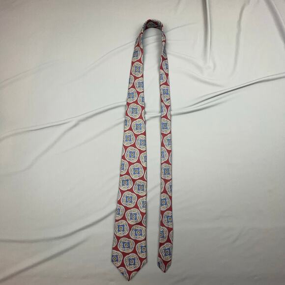 Bert Pulitzer Silk Tie Red Blue Paisley USA 60x3.5 - Picture 2 of 3